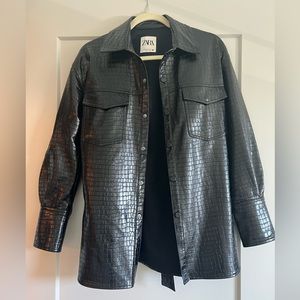 Zara Faux Leather Belted Shacket - Size XS